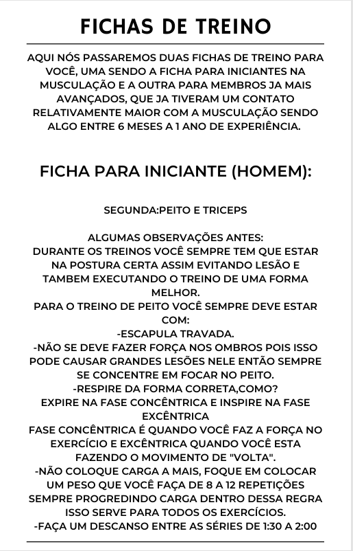 Página da Ficha de Treino